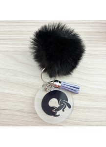 Dachshund pom pom keyring